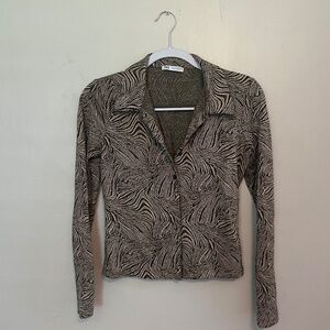 Groovy Collared Long Sleeve Top